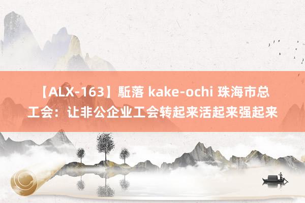 【ALX-163】駈落 kake-ochi 珠海市总工会：让非公企业工会转起来活起来强起来