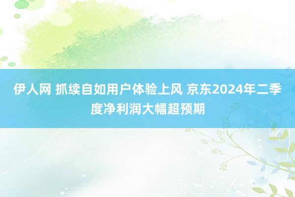 伊人网 抓续自如用户体验上风 京东2024年二季度净利润大幅超预期