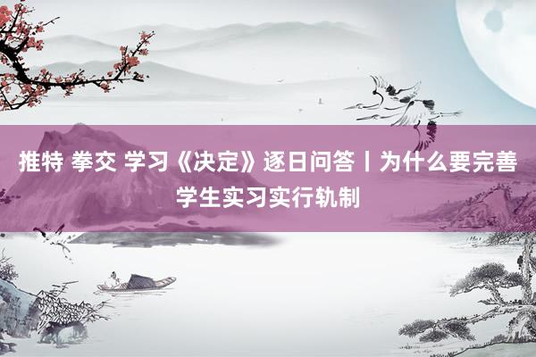 推特 拳交 学习《决定》逐日问答丨为什么要完善学生实习实行轨制