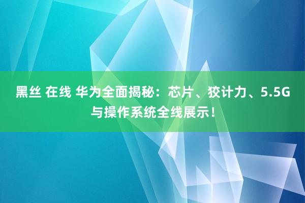 黑丝 在线 华为全面揭秘：芯片、狡计力、5.5G与操作系统全线展示！