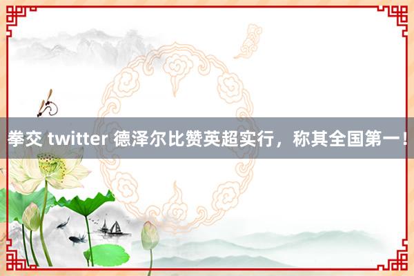 拳交 twitter 德泽尔比赞英超实行，称其全国第一！