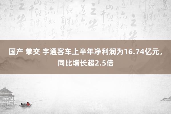 国产 拳交 宇通客车上半年净利润为16.74亿元，同比增长超2.5倍