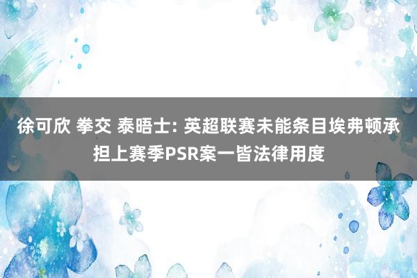 徐可欣 拳交 泰晤士: 英超联赛未能条目埃弗顿承担上赛季PSR案一皆法律用度