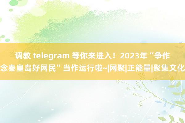 调教 telegram 等你来进入！2023年“争作念秦皇岛好网民”当作运行啦~|网聚|正能量|聚集文化