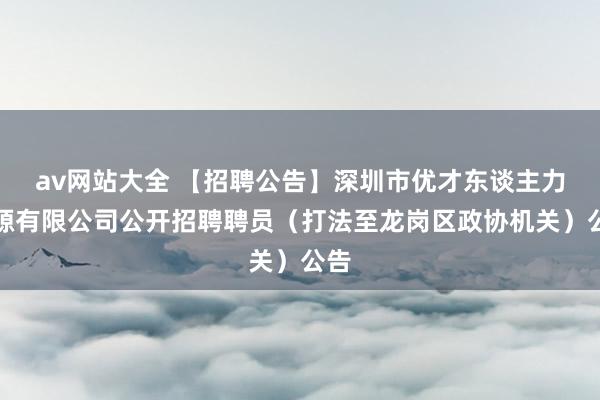 av网站大全 【招聘公告】深圳市优才东谈主力资源有限公司公开招聘聘员（打法至龙岗区政协机关）公告